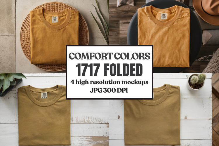 Comfort Colors 1717 Folded Tshirt Mockups