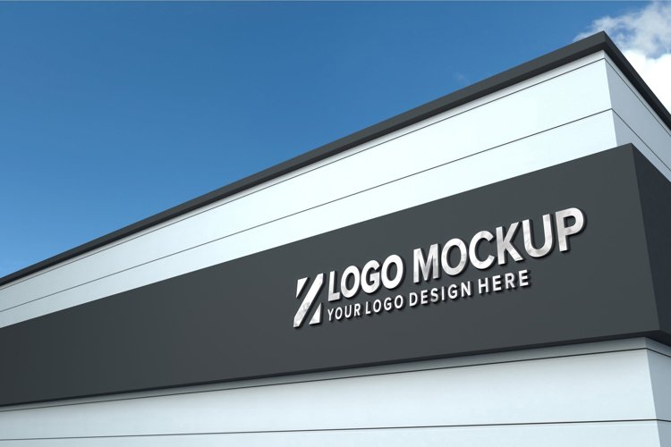 Download Steel Logo Mockup 3d Sign Building 1124046 Branding Design Bundles