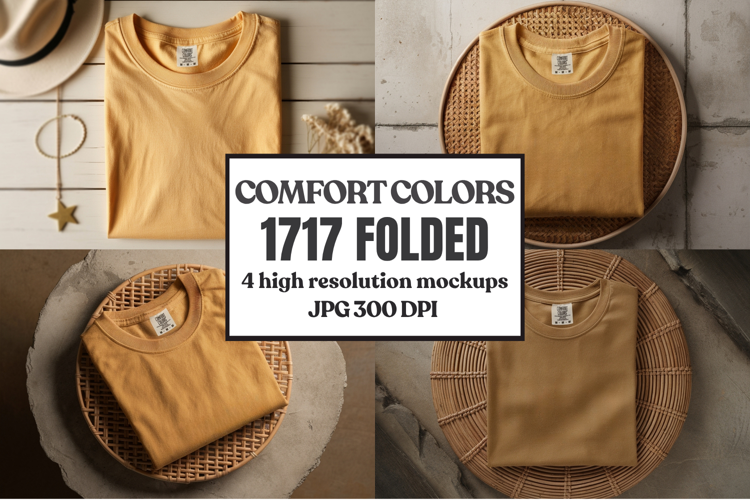 Comfort Colors 1717 Folded Tshirt Mockups