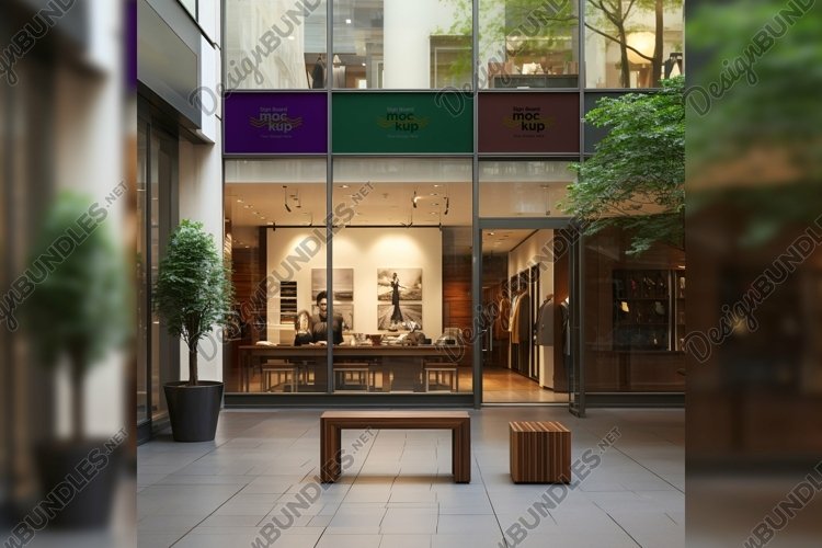 Sign Board Mockup on Building Wall example image 1