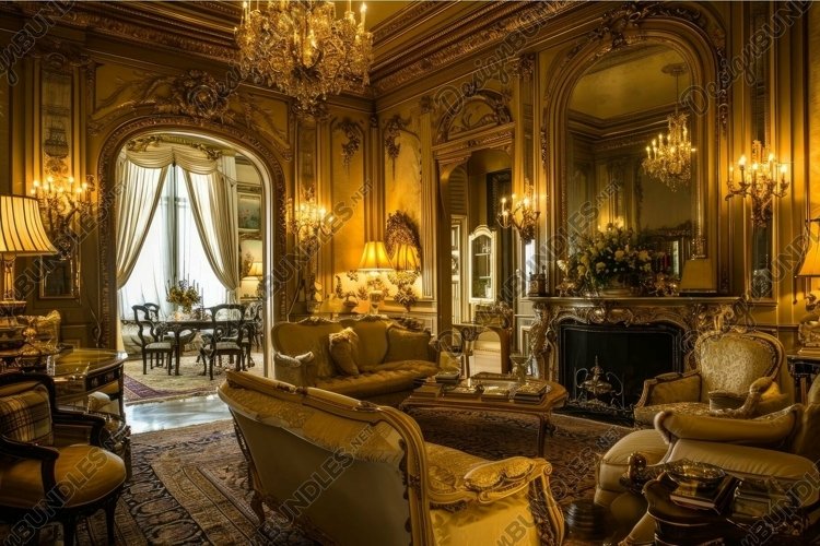 Elegant vintage styled living room interior