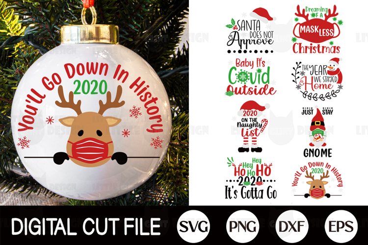 Christmas Ornament SVG Bundle, 2020 Covid DXF, Arabesque PNG example image 1