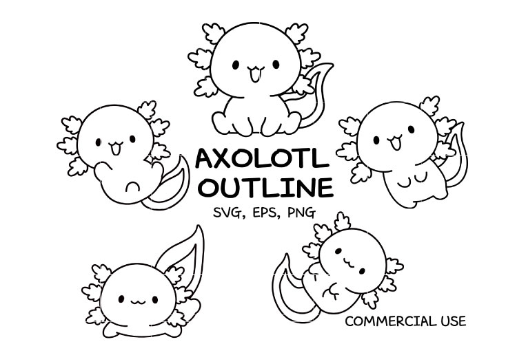 Kawaii Axolotl Clipart Mega Bundle | Cute Salamander SVG PNG