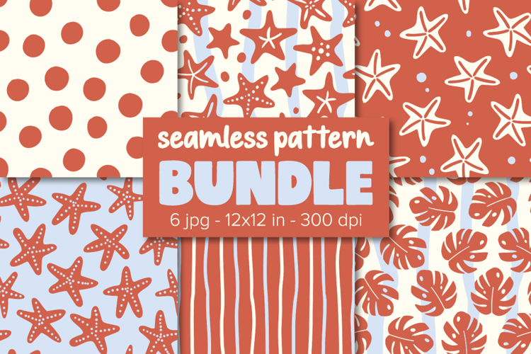 Summer Patterns Starfish Digital Paper Tropical Background