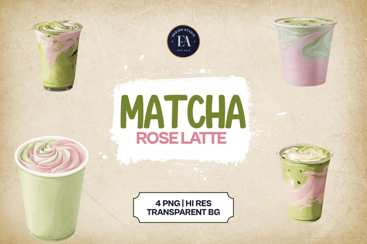 Rose Matcha Latte Clipart 4 PNG