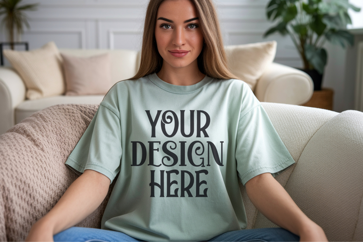 Chalky Mint Comfort Colors 1717 T-shirt Mockups,1717 Mockups