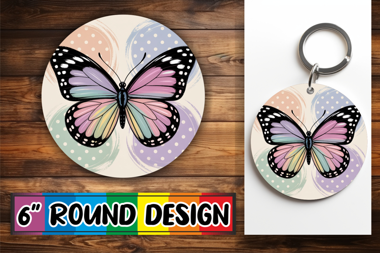 Unique Round Design Car Coasters PNG, Butterfly
