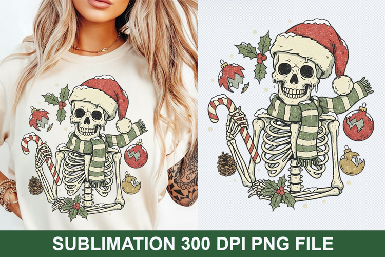 Christmas Skeleton Sublimation - Christmas PNG Design