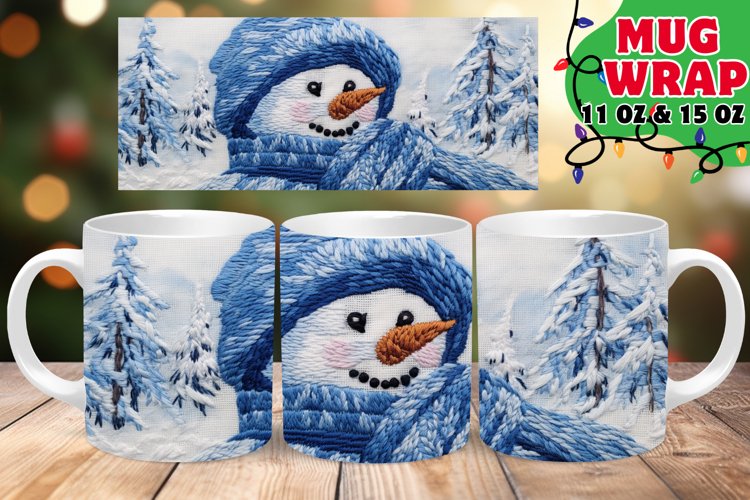 3D Embroidered Snowman Winter Harmony 11oz Mug Wrap example image 1