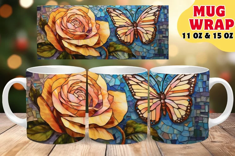 Floral Mosaic Magic Stained Glass Sublimation 11oz 15oz Mug