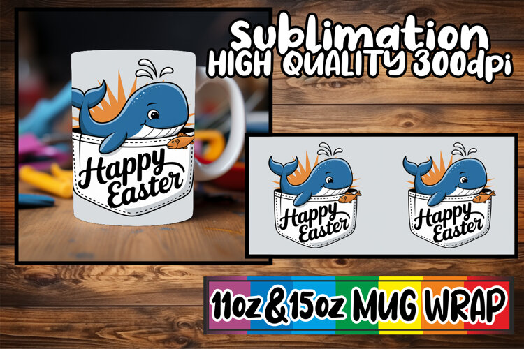 Happy hearts 11oz 15oz sublimation wrap, Easter Animals example image 1