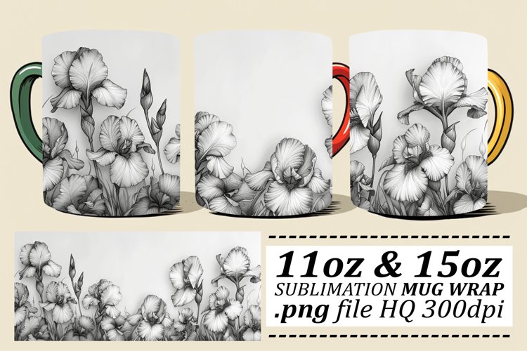 Elegant Flowers Mug Wrap - Spring Pattern 11oz 15oz example image 1