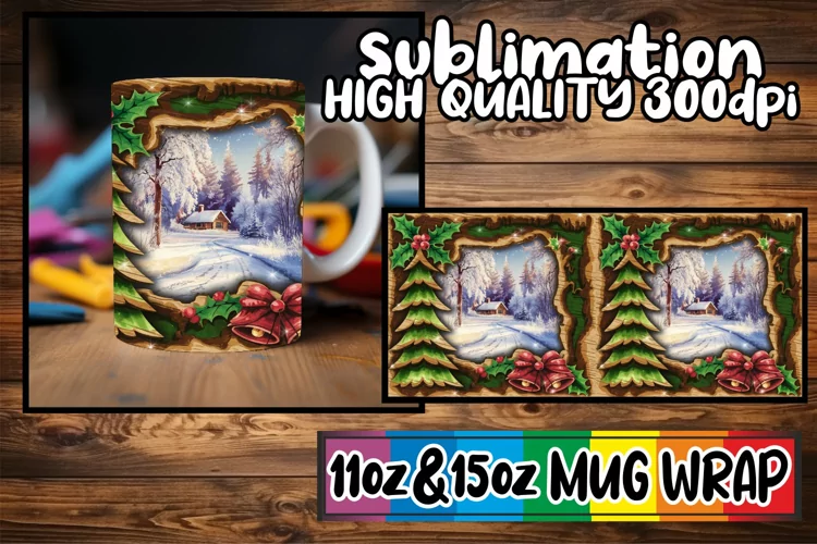 Gentle warmth 11oz 15oz mug wrap, Christmas