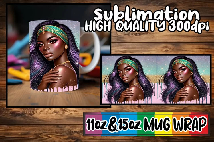 Radiant evenings 11oz 15oz sublimation wrap, Afro Girl