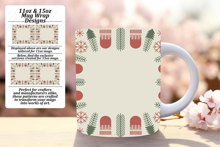 Joyful 11oz Mug Wrap Png Design , Christmas