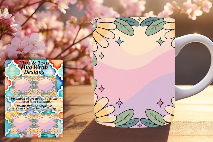 LUSH 15oz PNG Mug Wrap Template , Flowers