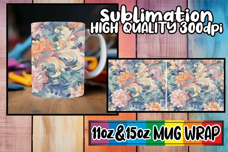 Springtime Floral Abstract Mug Wrap Sublimation 11oz 15oz