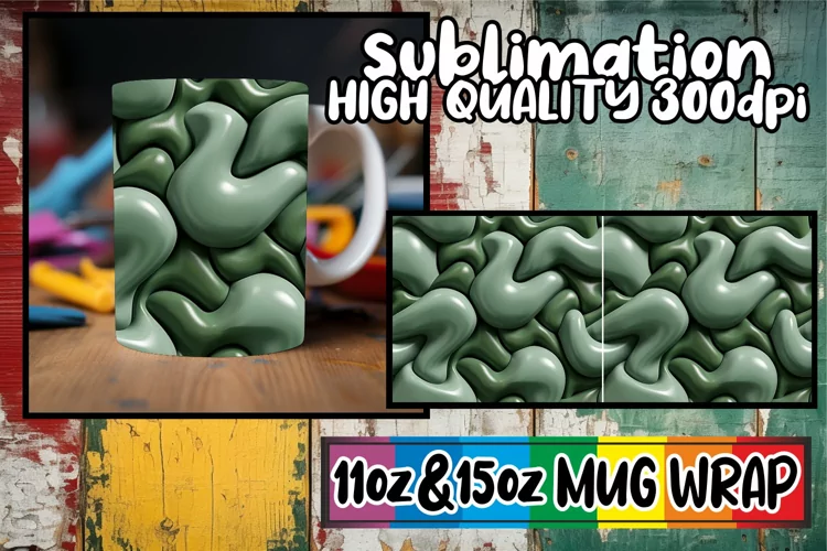 Vibrant 3D Symphony: Sublimation Mug Wrap 11oz/15oz