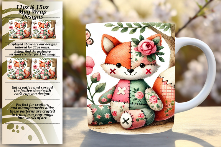 Colorful 11oz Mug Wrap Png Template , Animals