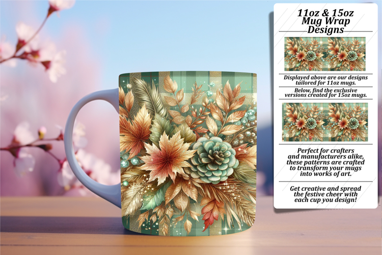 Sweet 15oz Mug Wrap Png Artwork , Autumn Flower