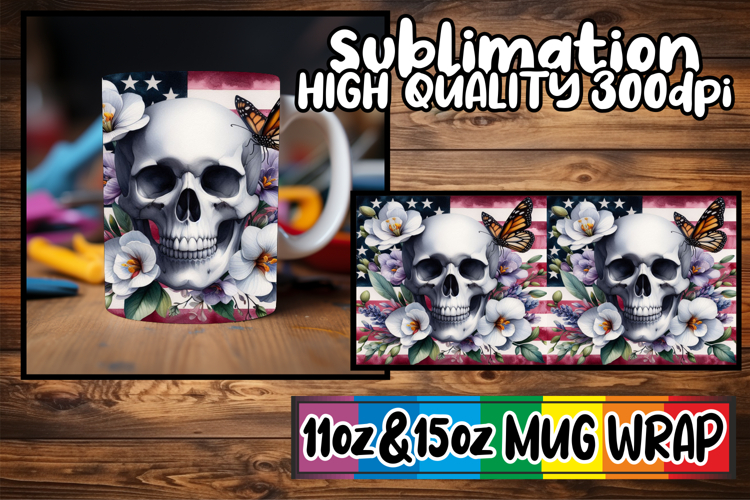 Sweet dreams sublimation print wrap, Skull USA