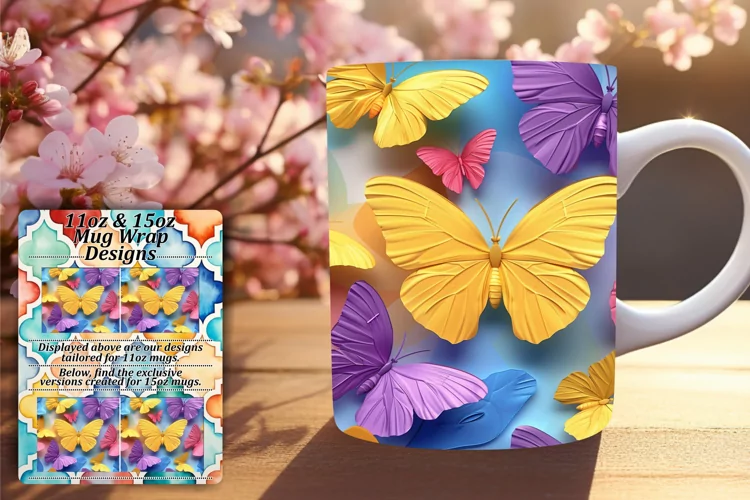 Radiant Spring Butterfly Delight: Mug Wrap