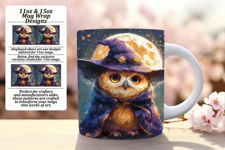 Owl Mug Wrap Spring Design