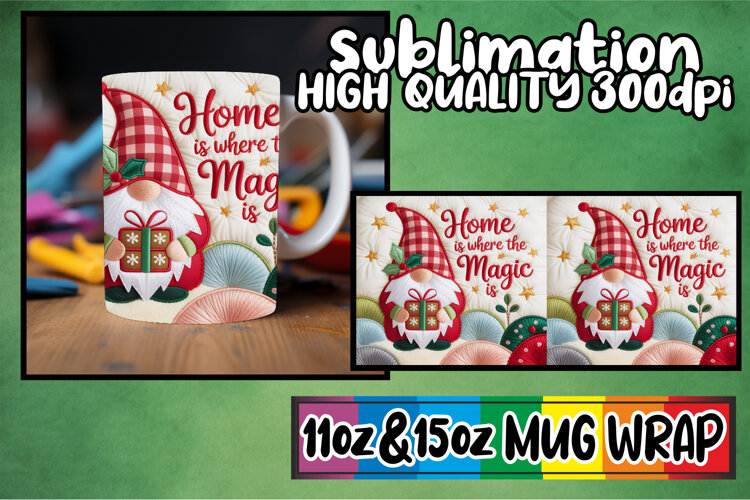 Bright beginnings 11oz 15oz sublimation wrap, Holiday Gnome example image 1