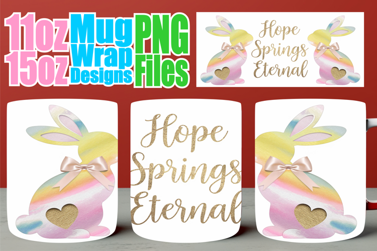 Playful evenings 11oz 15oz sublimation wrap, Easter Bunny