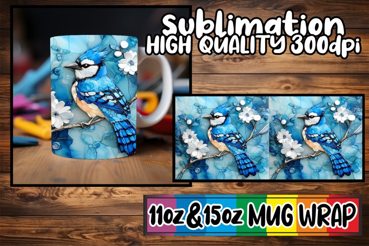 Serene thoughts 11oz 15oz sublimation wrap, 3D Bird
