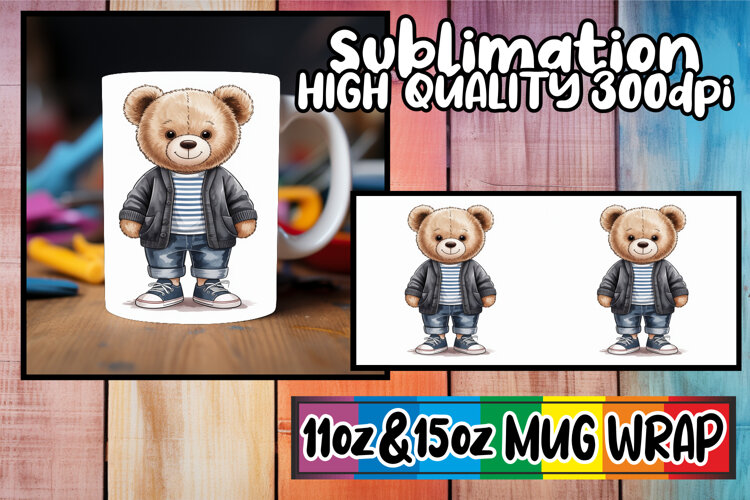 Happy memories 11oz 15oz mug wrap, Teddy Bear example image 1