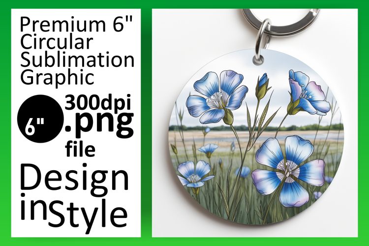 Creative Circle PNG Keychain Design , Flowers