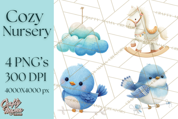 Knitted Nursery Animal Clipart PNG, Cozy Watercolor Baby Fox