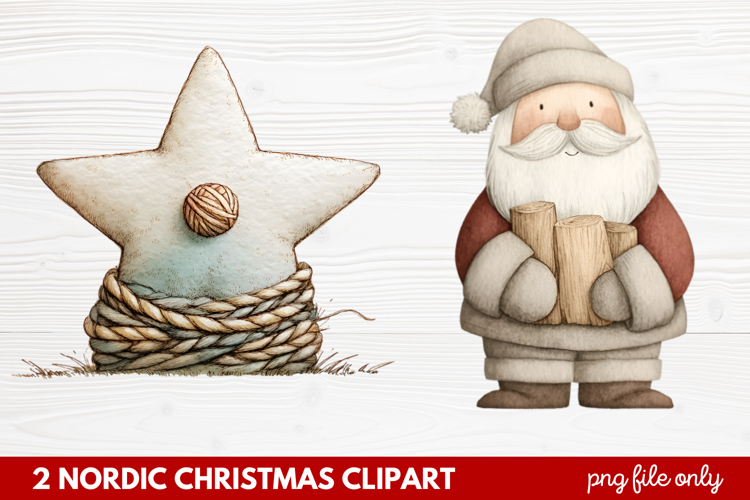 2 Nordic Christmas Clipart | Scandinavian Holiday PNG