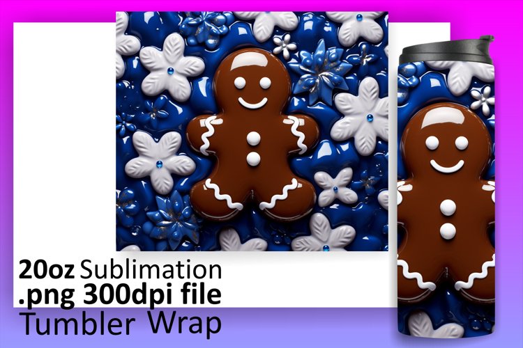 Sublimation 3D Gingerbread Man Christmas Tumbler Wrap
