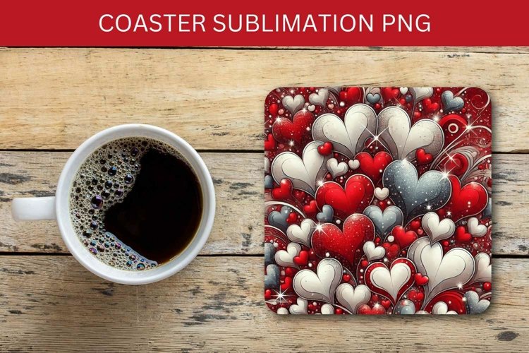 valentine square coaster - heart pattern