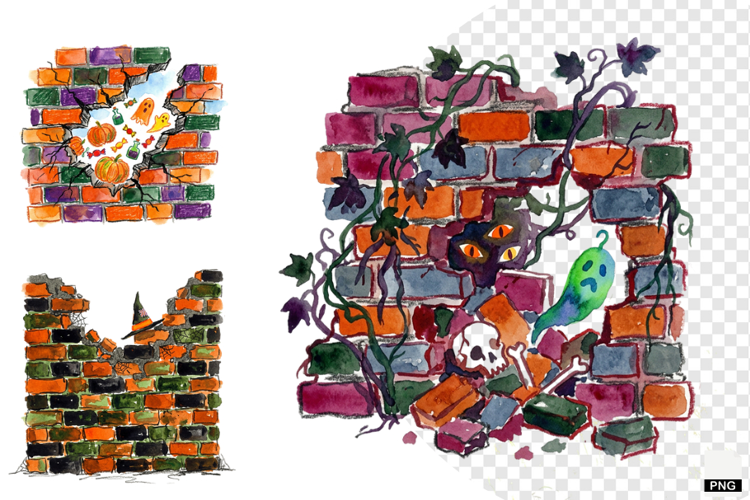 Halloween Brick Wall PNG