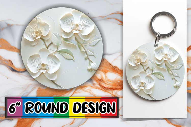 White Blossom Serenity: Sublimation Circle Design example image 1