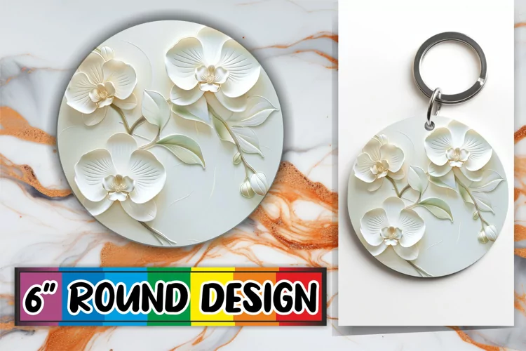 White Blossom Serenity: Sublimation Circle Design