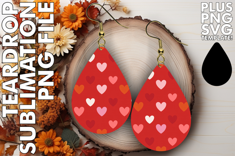 VIBRANT Teardrop Earrings Design PNG, Valentines Pattern