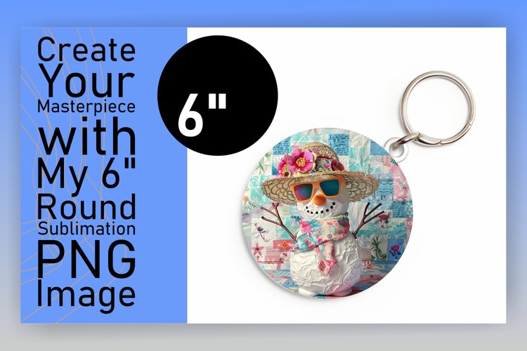 Festive Snowman Sublimation Round Design Winter Keychain