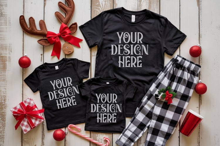 Christmas Family Matching Group Flat Lay Mockup