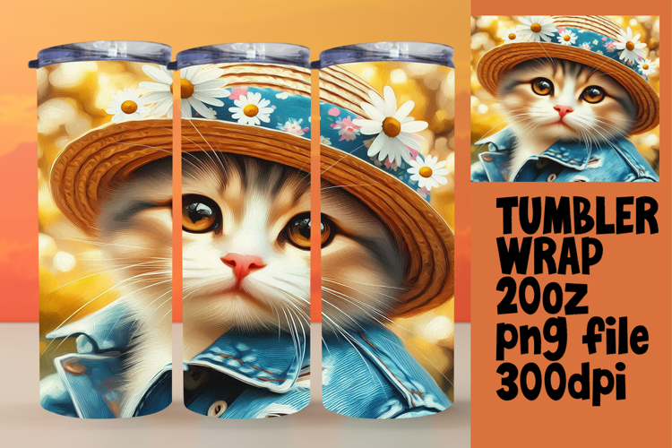 RICH 20oz Sublimation Tumbler Design , Cute Cat