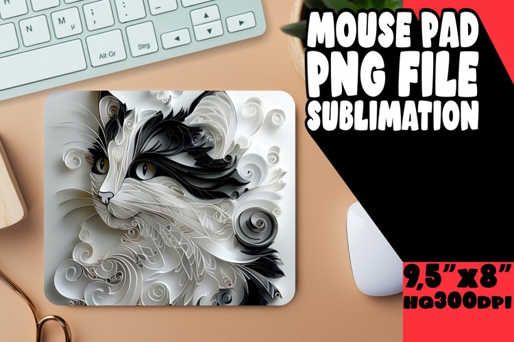 Whisker Wonderland Sublimation Mouse Pad - 3D Design example image 1