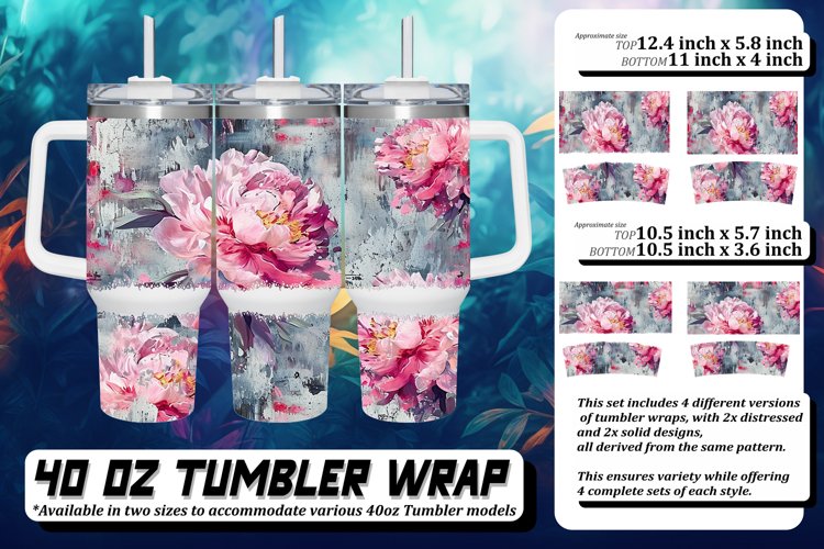 Spring 3D Flower Tumbler Wrap 40oz example image 1