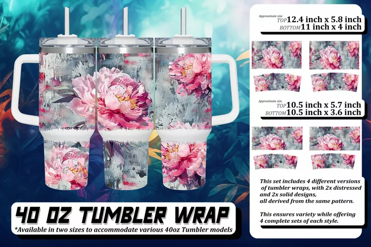 Spring 3D Flower Tumbler Wrap 40oz