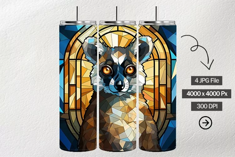 Lemur Stained Glass Square Coaster - 04 Variations