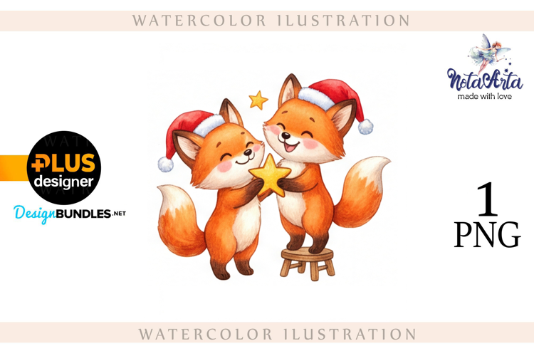 Illustration of a cute Christmas fox