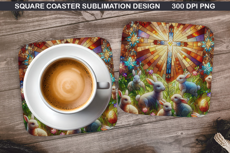 Lamb Coaster Sublimation, Easter Coaster PNG Design