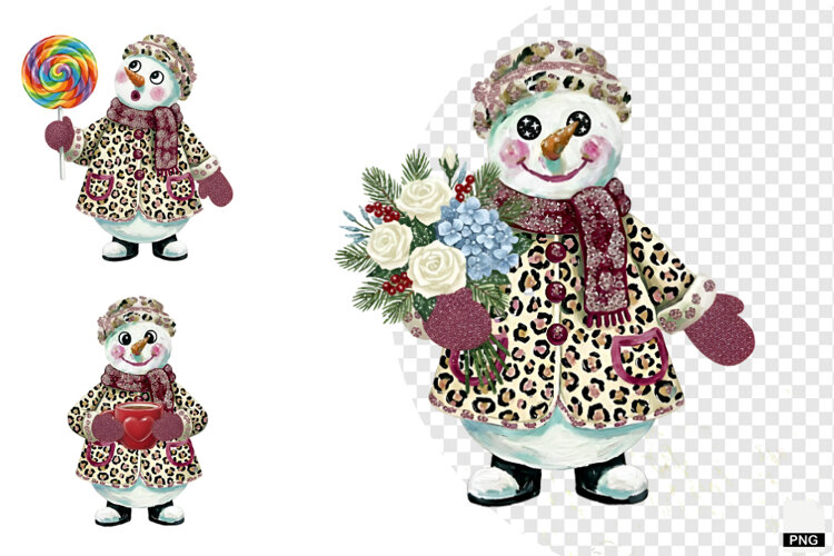 Winter Glitter Snowman Clipart example image 1